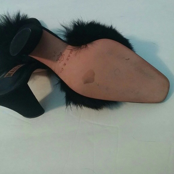 MAX&Co Fur Mules REAL FUR Trim Suede Uppers BLACK 4" HEELS WOMENS 35 IT - Picture 7 of 10
